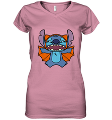 Disney Stitch Bat Halloween Costume Women's V-Neck T-Shirt Women's V-Neck T-Shirt - FordPhuMy