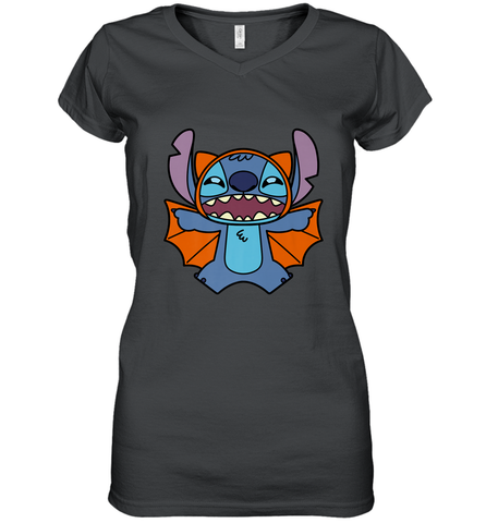 Disney Stitch Bat Halloween Costume Women's V-Neck T-Shirt Women's V-Neck T-Shirt / Black / S Women's V-Neck T-Shirt - FordPhuMy