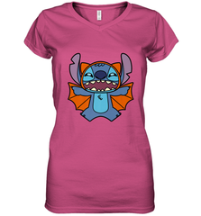 Disney Stitch Bat Halloween Costume Women's V-Neck T-Shirt Women's V-Neck T-Shirt - FordPhuMy