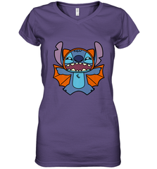Disney Stitch Bat Halloween Costume Women's V-Neck T-Shirt Women's V-Neck T-Shirt - FordPhuMy