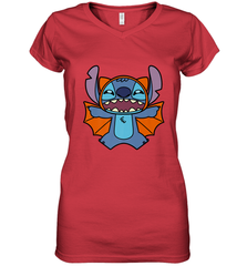 Disney Stitch Bat Halloween Costume Women's V-Neck T-Shirt Women's V-Neck T-Shirt - FordPhuMy