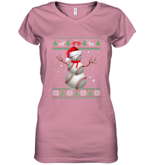Baseball Snowman Ugly Christmas Ball Santa Pajama Xmas Gifts Women's V-Neck T-Shirt Women's V-Neck T-Shirt - FordPhuMy