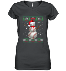 Baseball Snowman Ugly Christmas Ball Santa Pajama Xmas Gifts Women's V-Neck T-Shirt Women's V-Neck T-Shirt - FordPhuMy