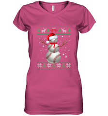 Baseball Snowman Ugly Christmas Ball Santa Pajama Xmas Gifts Women's V-Neck T-Shirt Women's V-Neck T-Shirt - FordPhuMy
