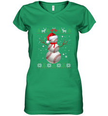 Baseball Snowman Ugly Christmas Ball Santa Pajama Xmas Gifts Women's V-Neck T-Shirt Women's V-Neck T-Shirt - FordPhuMy