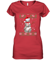 Baseball Snowman Ugly Christmas Ball Santa Pajama Xmas Gifts Women's V-Neck T-Shirt Women's V-Neck T-Shirt - FordPhuMy