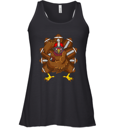 Cool Turkey Football Feathers Funny Thanksgiving Sports Women's Racerback Tank