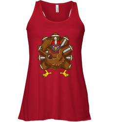 Cool Turkey Football Feathers Funny Thanksgiving Sports Women's Racerback Tank
