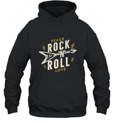 Peace Rock and Roll Love Music Guitar Retro Hippie Hooded Sweatshirt