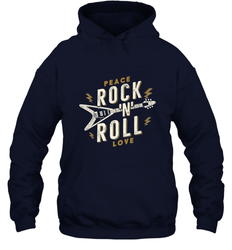Peace Rock and Roll Love Music Guitar Retro Hippie Hooded Sweatshirt