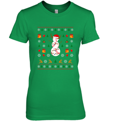 Christmas Baseball Snowman Reindeer In A Santa Hat Pajama Women's Premium T-Shirt Women's Premium T-Shirt - FordPhuMy