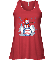 DABBING BASEBALL SNOWMAN _ Christmas Funny Women's Racerback Tank