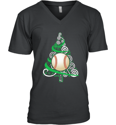 Christmas Tree Funny Cool Baseball Christmas Gifts Sports Men's V-Neck Men's V-Neck / Black / S Men's V-Neck - FordPhuMy