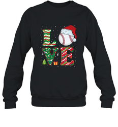Funny Kid Boys Love Baseball Christmas Ball Santa Hat Gift Crewneck Sweatshirt
