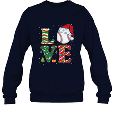 Funny Kid Boys Love Baseball Christmas Ball Santa Hat Gift Crewneck Sweatshirt
