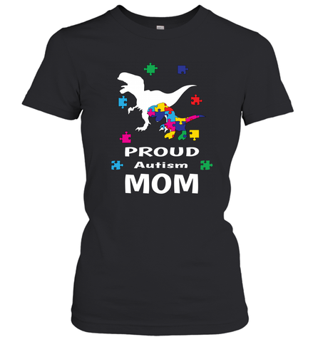 Proud Autism Mom T Rex Dinosaur Autism Awareness Women's T-Shirt Women's T-Shirt / Black / S Women's T-Shirt - FordPhuMy