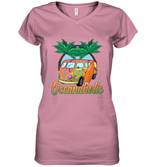 Retro Surfer Love Surfing Beach Party Tropical Vacay Women's V-Neck T-Shirt Women's V-Neck T-Shirt - FordPhuMy