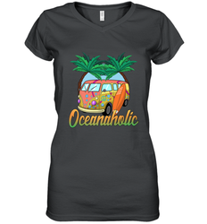 Retro Surfer Love Surfing Beach Party Tropical Vacay Women's V-Neck T-Shirt