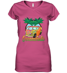 Retro Surfer Love Surfing Beach Party Tropical Vacay Women's V-Neck T-Shirt Women's V-Neck T-Shirt - FordPhuMy