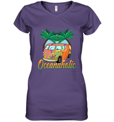 Retro Surfer Love Surfing Beach Party Tropical Vacay Women's V-Neck T-Shirt Women's V-Neck T-Shirt - FordPhuMy
