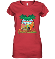Retro Surfer Love Surfing Beach Party Tropical Vacay Women's V-Neck T-Shirt Women's V-Neck T-Shirt - FordPhuMy
