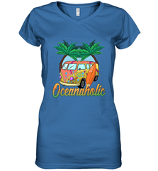 Retro Surfer Love Surfing Beach Party Tropical Vacay Women's V-Neck T-Shirt Women's V-Neck T-Shirt - FordPhuMy
