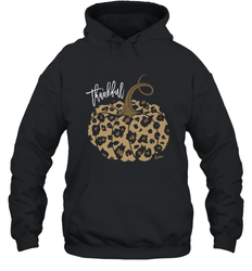 Mens Womens Thankful Pumpkin Fall Leopard Print Hooded Sweatshirt