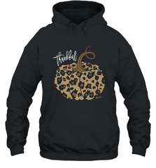 Mens Womens Thankful Pumpkin Fall Leopard Print Hooded Sweatshirt Hooded Sweatshirt - FordPhuMy