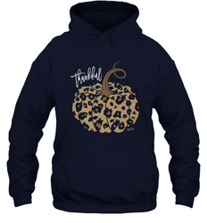 Mens Womens Thankful Pumpkin Fall Leopard Print Hooded Sweatshirt