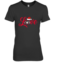 NFL Pittsburgh Steelers Logo Christmas Santa Hat Love Heart Football Team Women's Premium T-Shirt