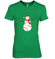 Snowman Baseball Christmas Women's Premium T-Shirt