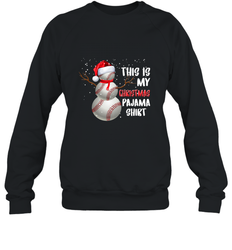 Baseball Snowman Christmas This is my Christmas Pajama Crewneck Sweatshirt