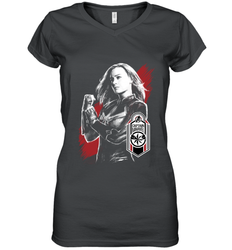 Avengers Endgame Captain Marvel Tag Poster Women's V-Neck T-Shirt