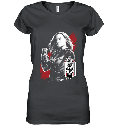 Avengers Endgame Captain Marvel Tag Poster Women's V-Neck T-Shirt