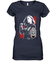 Avengers Endgame Captain Marvel Tag Poster Women's V-Neck T-Shirt