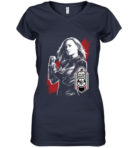 Avengers Endgame Captain Marvel Tag Poster Women's V-Neck T-Shirt