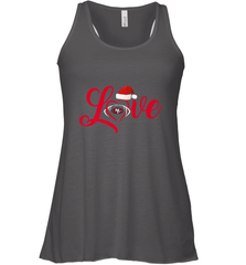 NFL San Francisco 49ers Logo Christmas Santa Hat Love Heart Football Team Women's Racerback Tank Women's Racerback Tank - FordPhuMy