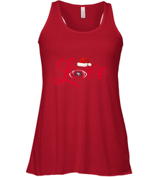 NFL San Francisco 49ers Logo Christmas Santa Hat Love Heart Football Team Women's Racerback Tank