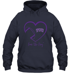 TCU Horned Frogs Football Inside Heart  Team Hooded Sweatshirt