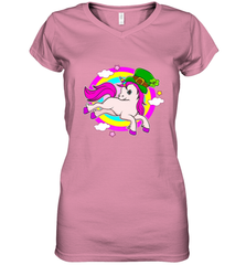 Irish Leprechaun Unicorn Cute St Patricks Day Ireland Women's V-Neck T-Shirt Women's V-Neck T-Shirt - FordPhuMy