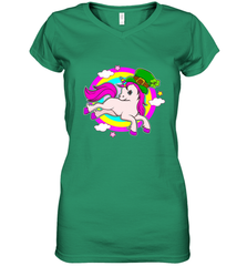 Irish Leprechaun Unicorn Cute St Patricks Day Ireland Women's V-Neck T-Shirt Women's V-Neck T-Shirt - FordPhuMy
