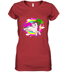 Irish Leprechaun Unicorn Cute St Patricks Day Ireland Women's V-Neck T-Shirt Women's V-Neck T-Shirt - FordPhuMy