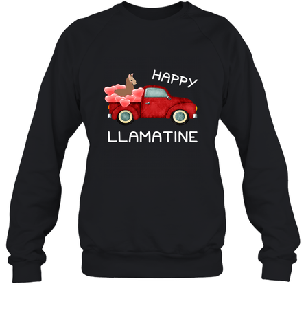 Happy Llamatine funny Valentine Day Llama costume Crewneck Sweatshirt Crewneck Sweatshirt / Black / S Crewneck Sweatshirt - FordPhuMy