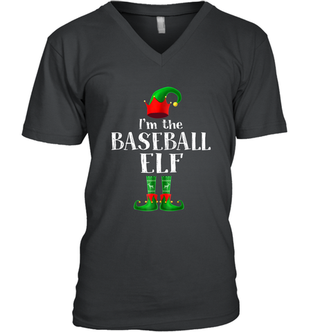 I'm The Baseball Elf Matching Family Pajama Christmas Men's V-Neck Men's V-Neck / Black / S Men's V-Neck - FordPhuMy