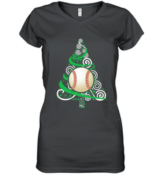 Christmas Tree Funny Cool Baseball Christmas Gifts Sports Women's V-Neck T-Shirt