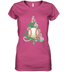 Christmas Tree Funny Cool Baseball Christmas Gifts Sports Women's V-Neck T-Shirt Women's V-Neck T-Shirt - FordPhuMy