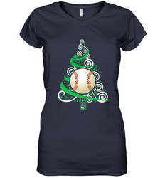 Christmas Tree Funny Cool Baseball Christmas Gifts Sports Women's V-Neck T-Shirt
