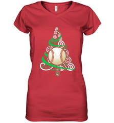 Christmas Tree Funny Cool Baseball Christmas Gifts Sports Women's V-Neck T-Shirt Women's V-Neck T-Shirt - FordPhuMy