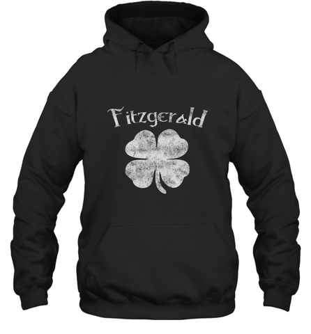 Vintage Fitzgerald Irish Shamrock St Patty's Day Hooded Sweatshirt Hooded Sweatshirt / Black / S Hooded Sweatshirt - FordPhuMy