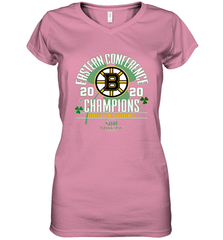 NHL ST PATRICK'S DAY Boston Bruins Fanatics 2020 Eastern Conference Champions Defensive Zone Women's V-Neck T-Shirt Women's V-Neck T-Shirt - FordPhuMy